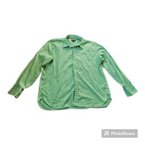 J. Crew XL Green Striped 100% Cotton Button Up Long Sleeve Collared Shirt